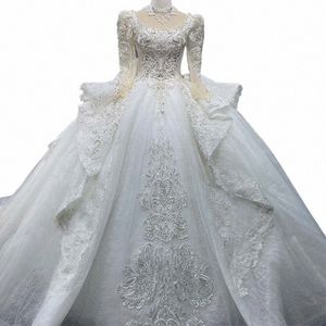 تصميم شعبي ثوب زفاف رائع للعروس 2024 كرات ثوب أورجانزا القوس الكامل الأكمام الزفاف دكتور دانتي