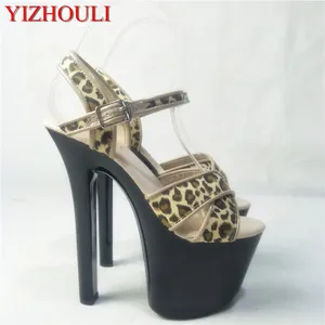 Dance Shoes 17 Cm Super High Heels Unique Glass With Thick Sandals Leopard Clubs In Europe And Day Code Size