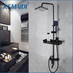 Kemaidi Matte Black Rauwall Shower Torneira Conjunto de alavanca de alavanca única Misturador de chuveiro Misturador de torneira Torneira de água da prateleira de chuveiro