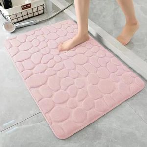 Badematten A1364ZXW Geprägtes Kopfsteinpflaster Korallensamt Bodenmatte Tür Toilette Badezimmer Absorbent Memory Foam Pad Teppich Großhandel