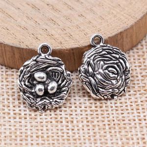 Charms Ornaments Bird'S Nest Bird Egg Jewelry Pendants 19x15mm 10pcs