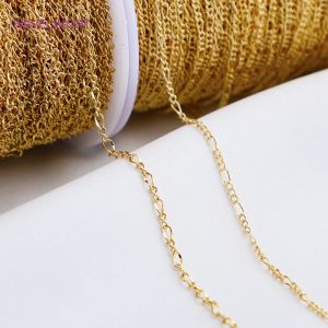 2022 Senaste design 14K Gold Plated Oval Thin Chains för halsbandarmband som gör tillbehör DIY smycken handgjorda material