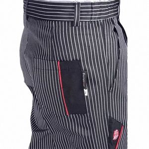 service Men's Maxi Trousers Food Wear Kitchen Bottoms for Work Cook Loose Stripe Man Restaurant Chef Pant Uniform L9qw#