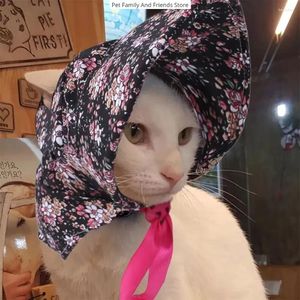 Dog Apparel Pet Retro Royal Vintage Lady Floral Hat For Cat Summer Visor Cap Adjustable Cute Lace-Up Puppy Sun Grooming Dress Up