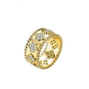 Vierblättriges Kleeblatt Cleef Kaleidoskop für Frauen Gold Silber Diamant Nagelring Ringe Valentinstag Party Designerschmuck