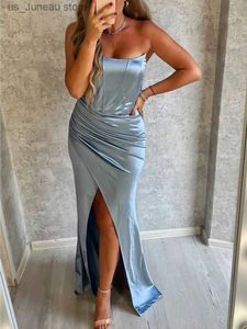 Runway Dresses Romanic strapless pleated sewn bridesmaid dress for wedding parties dyed backless body cocktail ball evening dress summer 2024 T240330