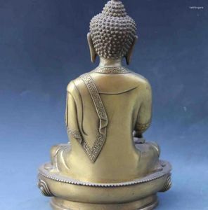 Dekorativa figurer Tibet Buddhism Temple Refined Copper Brass Sakyamuni Tathagata Buddha Statue