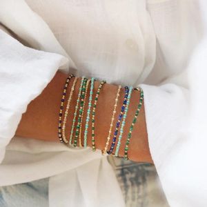 Länkarmband ccgood 3mm natursten pärlstav sommar för kvinnor guld pläterade 18 k boho smycken strand stil armband pulseras