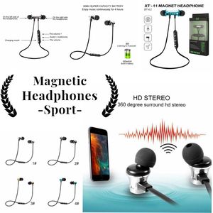 سماعات الرأس XT11 Bluetooth Magnetic Wireless Running Sport Amphone Headset BT 4.2 مع MIC MP3 Earbud للهواتف الذكية في المربع