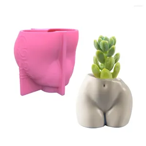 Vaser 3D Human Art Vase Harts Silikon Mögel Sexig kvinnlig höftblomma Cement Betong Gips Heminredning