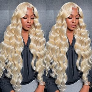 Rosabeauty 30 40 Inch 13x6 HD 613 Blonde Transparent Body Wave Lace Front Human Hair Wig 13X4 Frontal 250 Density