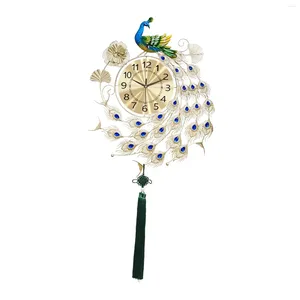 Wall Clocks 3D Peacock Clock Creative Hanging Decoration Clear Scale Metal Large For Farmhouse Home Dining Room Office