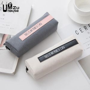 Storage Bags Canvas Pencil Case School Stationery Student Office Organizers Pen Makeup Brush Pouch Travel Portable Organization