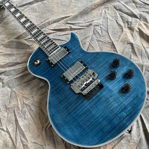 Axcess Alex Lifeson Trans Blue Flame Maple Top Electric Guitar Floyd Rose Tremolo Bridge Whammy Bar Carved Neck Joint Beveled 4533701