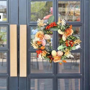 Decorative Flowers Easter Interior Artificial Wreath Party Front Door Decoration 2024 Faux Garland Dried Hanging Ornament