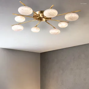 Ceiling Lights Postmodern Brass Dining Room Hanging Lamps Nordic Simple Bedroom Study Children Marble