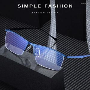 Okulary przeciwsłoneczne ramy pół ramy metalowe szklanki szklanki w stylu biznesowym anty-blue lekkie okulary optyczne przybycie