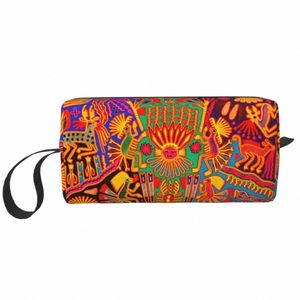 Reise Mexikanische Bunte Huichol Kulturbeutel Vintage Volkskunst Kosmetik Make-Up Organizer Frauen Schönheit Lagerung Dopp Kit Fall x2mq #