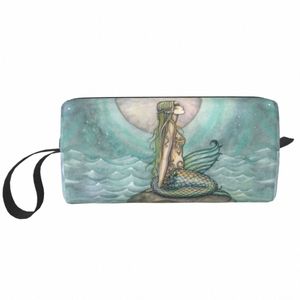 the Pastel Sea Mermaid Artwork Toiletry Bag for Women Molly Harris Makeup Cosmetic Organizer Lady Beauty Storage Dopp Kit Case H5Ol#