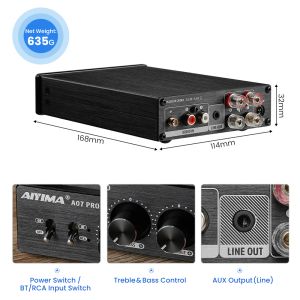 AIYIMA A07 Pro Bluetooth-förstärkare TPA3255 QCC304X Stereo 2.0 Channel 300WX2 Power Digital Amplifier RCA APT-X Home Sound AMP