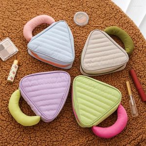 Storage Bags 1 Pc Mini Triangle Makeup Bag For Women Zipper Travel Lipstick Cosmetic With Small Pendant Nylon Girl Toiletry