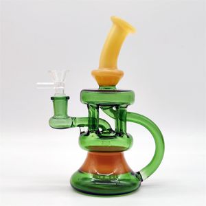 2024 Multi Color Multi Tubes Wig Wag Gelbes Glas 8-Zoll-Glasbongs Wasserpfeife Bong Tabakraucherrohr 14 mm Schüssel Dab Rig Recycler Bubbler-Rohre