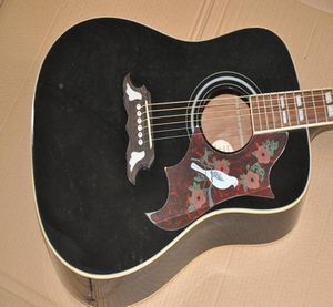 6string 41039039 Siyah güvercin desenli gül ağacı ölçeği ile yapılan akustik gitar Fishman pikapları ile eklenebilir cant chan5659116