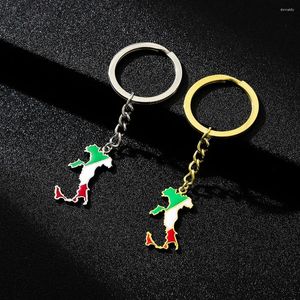 Keychains Keychain Italia rostfritt stål Italien Karta flagga silverfärg guld italienska smycken