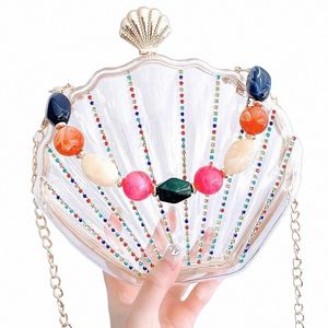 Shell Shape Evening Bag Summer Transparent Clear Acryl Day Clutch Women wielokolorowe łańcuch crossbody torebki imprezowe XA740H A91L#