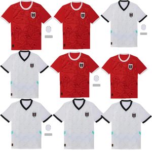 Österrike Två klassiska högkvalitativa färger Euro 24/25 Home Away Kits Men Tops Tee Shirts Uniforms Set Red Tops White Tees