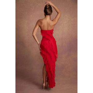 Fashionable Strapless Sexy Slit Banquet Dress, Women's Sex Party Dress 645385