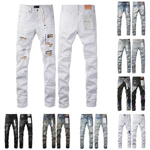 Pur-ple calças de brim homem designer jeans magros rasgados motociclista magro em linha reta calças magras pilha jeans moda jean calças pretas 2024