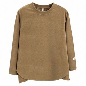plus Size Women's 2023 Autumn Winter Classic DE Veet Fabric Thermal T-Shirt Solid Color Lg Basic Warm Tops 448D#