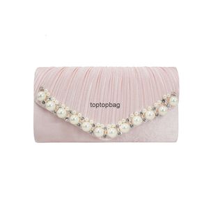 Designer Luxury fashion Diamond Clutch Bags Handheld bag fashionable pearl pleated silk womens handbag pearl shoulder bag