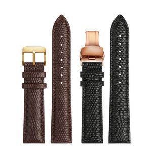 16mm 18mm 20mm 22mm Black Brown Red Top Grade Lizard pattern Men and women Genuine Leather Watch BAND Strap Free Delivery 240315