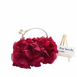 dai Ni Xi Luxury Silks Fr Clutch Tote Bag Ladies Bridal Handbag Metal Handle Women Wedding Satin Purse G9Hi#