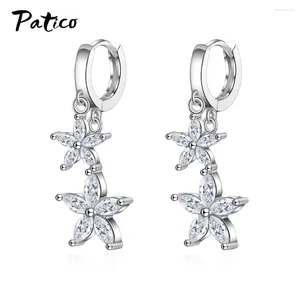 Brincos de luxo Feminino Crystal redond Star Grow For Woman Rhinestone 925 Sterling Silver Jewelry Gream