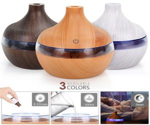 EZSOZOC humidifier 300ML USB Air Humidifier Electric Aroma Diffuser Mist Wood Grain Oil Aromatherapy Mini Have 7 LED Light For Car6725005