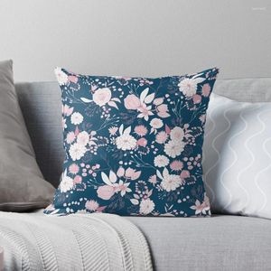 Pillow Elegant Mauve Pink White Navy Blue Rustic Floral Throw Sofa Cover Cusions Christmas Pillowcase