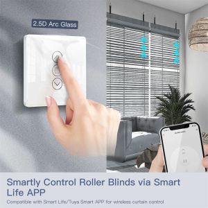 Moes WiFi RF433 SMART 2.5D Arc Glass Touch Curtain Interruttore per blinds per blinds Smart Life/Tuya App Works Alexa Google Home