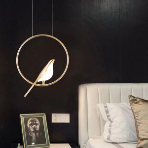 Lâmpada pendente nórdica Creative LED lustre ouro simples luminária de parede de pássaro luminárias loft lâmpadas rotatáveis ​​decoração de casa pendurado acessório