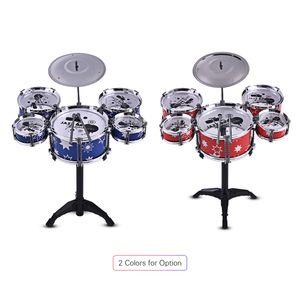 Barnbarn Jazz Drum Set Kit Musical Education Instrument Toy 5 Drums + 1 Cymbal med små avföringstrumpinnar för nybörjare