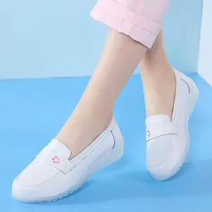 Casual Shoes Women's Comfortable Soft Bottom White Work Slope Heel Increased Leather Deodorant