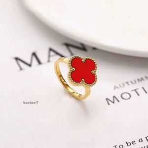 Marca de luxo trevo designer chinês anel 18k ouro verde branco vermelho preto pedra charme diamante emoção prego dedo anel de noivado jóias 1927