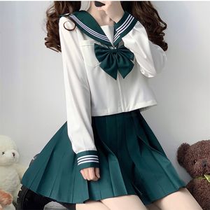 Японская школьная форма S-xxl Green Jk Униформа для девочек Японский стиль колледжа костюм моряк костюм женщин сексуальная рубашка плиссированная юбка
