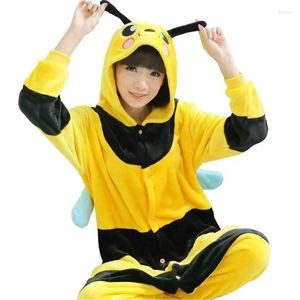 Hemkläder vuxna polar fleece kigurumi kvinnor liten gul bi kostym män djur onesies pajamas halloween carnival party jumpsuit