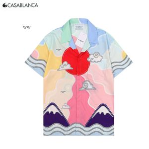 Casa Blanca Men Shorts Designer Casablanc Shirt Silk Set för Summer European och American Casa Short Sleeved Printed Beach Shirt Shorts 4852