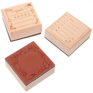 Lagringsflaskor 3 datorer Retro Decor Handbook Seal Scrapbook Decoration Stamps For Crafts Wood DIY Crafting