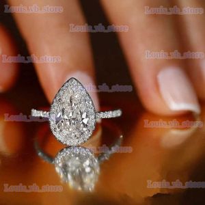 Band Rings Huitan Hot Sale Water Drop Design Women Ring Micro Paled Crystal Zircon Elegant Bridal Wedding Engagement Jewelry Ring for Lover T240330