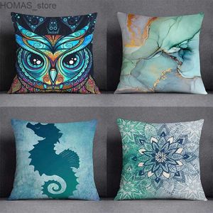 Kudde 45x45cm Peacock Owl Deer Animal Mönster Dekorativt fall Modern Heminredning Bedbil Soffa Office Stol Kudde Cover Y240401